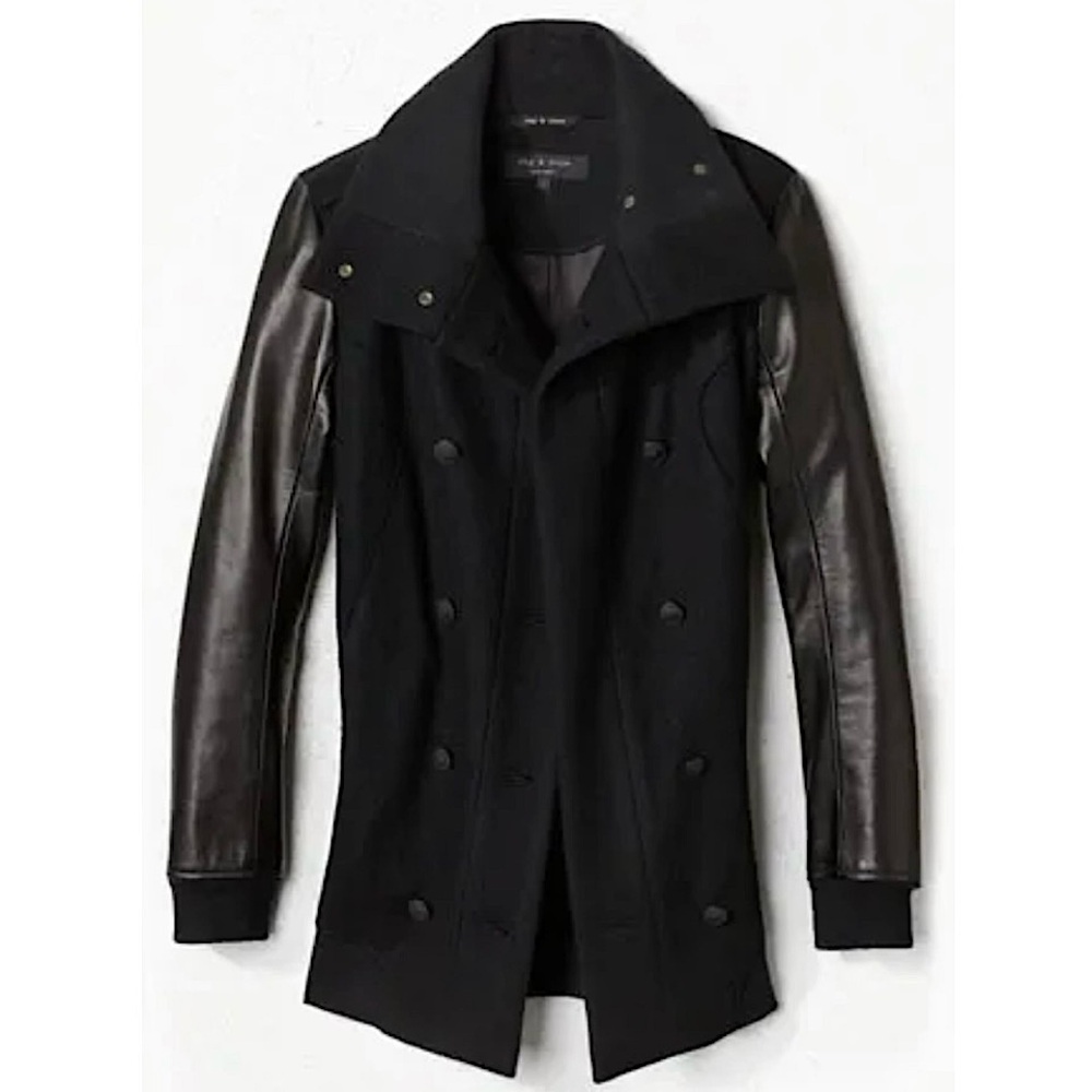 Rag & Bone | Leather-Sleeved Pony Pea Coat
